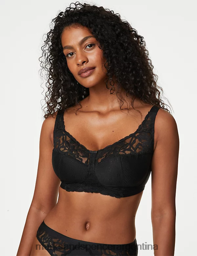 Marks & Spencer unisexo sujetador sin aros flores silvestres de soporte total ropa negro 46VL4096