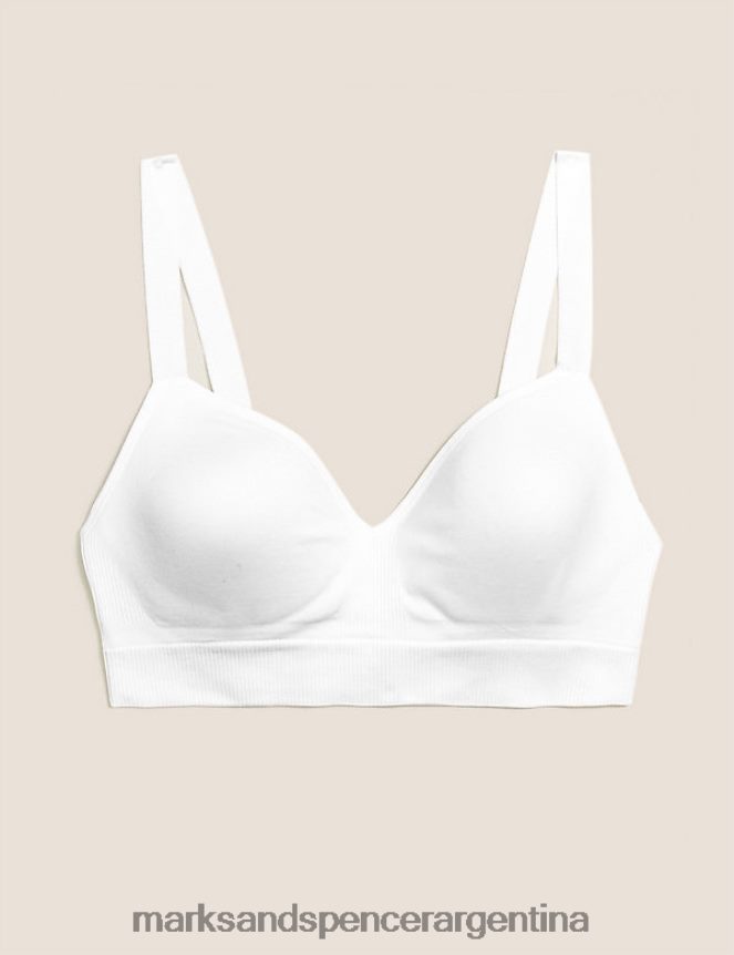 Marks & Spencer unisexo top corto sin aros sin costuras ropa blanco 46VL4614