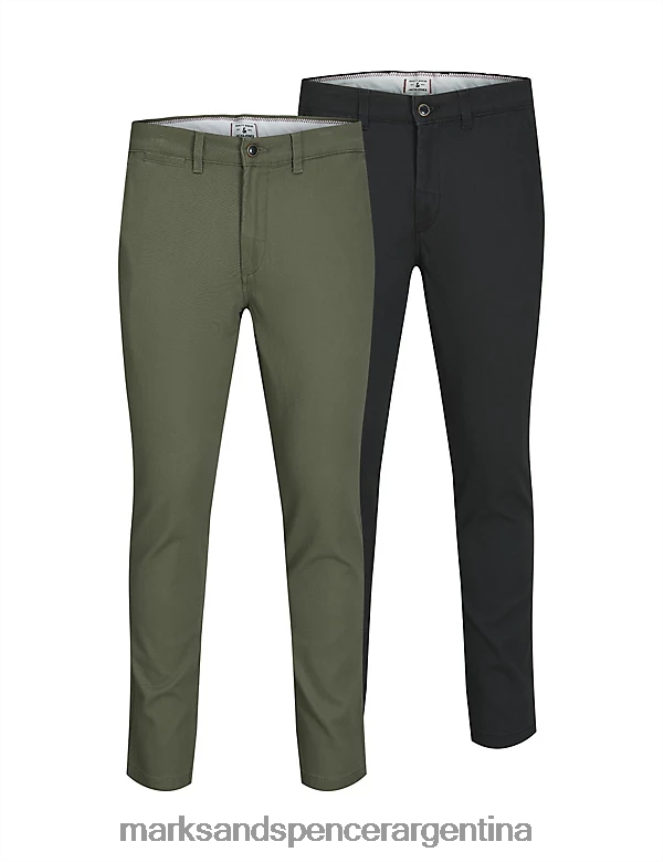 Marks & Spencer unisexo Paquete de 2 chinos de corte slim ropa mezcla negra 46VL6626