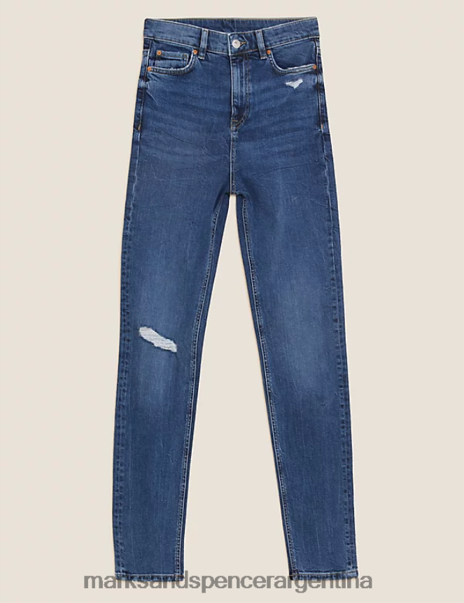 Marks & Spencer unisexo jeans ajustados con talle alto y pernera recta ropa índigo oscuro 46VL3248