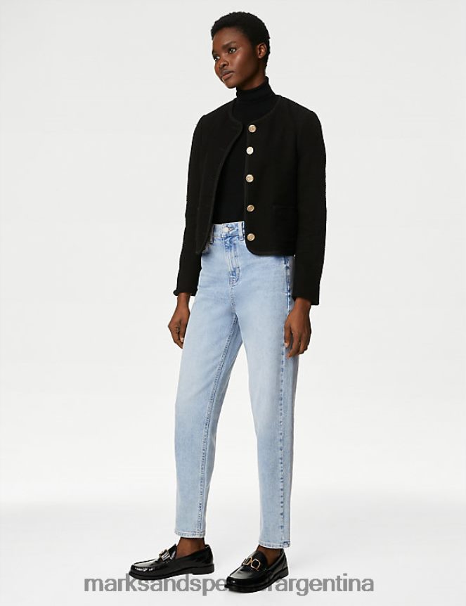 Marks & Spencer unisexo los vaqueros de mamá ropa mezcla de índigo claro 46VL3394