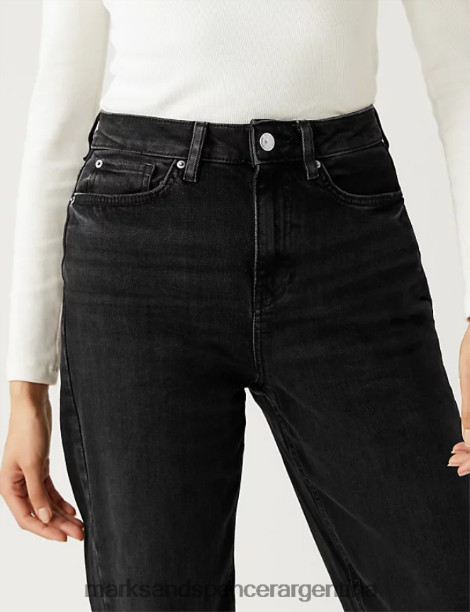 Marks & Spencer unisexo los vaqueros de mamá ropa negro 46VL3092