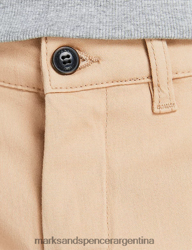 Marks & Spencer unisexo pantalones chinos ajustados ropa mezcla beige 46VL7084