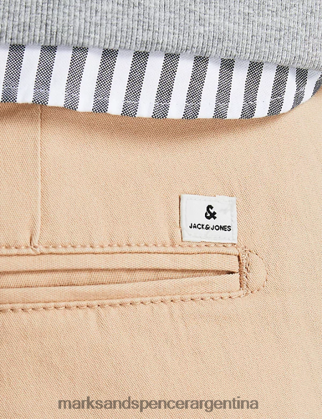 Marks & Spencer unisexo pantalones chinos ajustados ropa mezcla beige 46VL7084