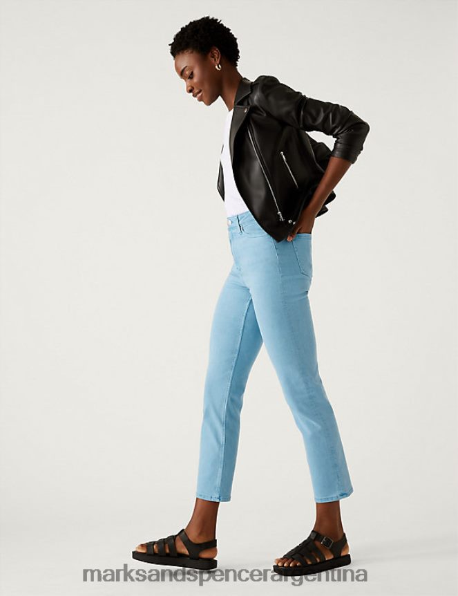 Marks & Spencer unisexo vaqueros tobilleros harper de pernera recta ropa turquesa brillante 46VL3276