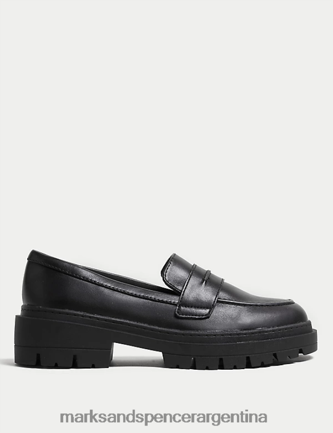 Marks & Spencer unisexo mocasines con plataforma plana y corte ancho zapatos negro 46VL1300